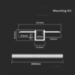 PROFILO IN ALLUMINIO PER STRIP LED V-TAC SKU 3360 PER STUCCATURA CON COPERTURA - immagine 2